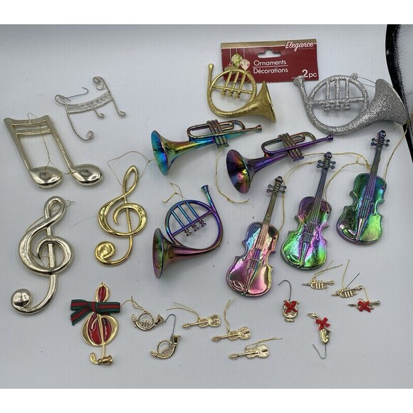 Lot Of  Plastic Musical Instrument Music Notes Christmas Holiday Ornaments - Picture 1 of 16